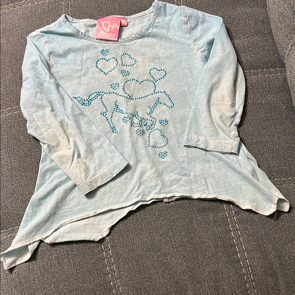 Girls' Blue Heart Design Top